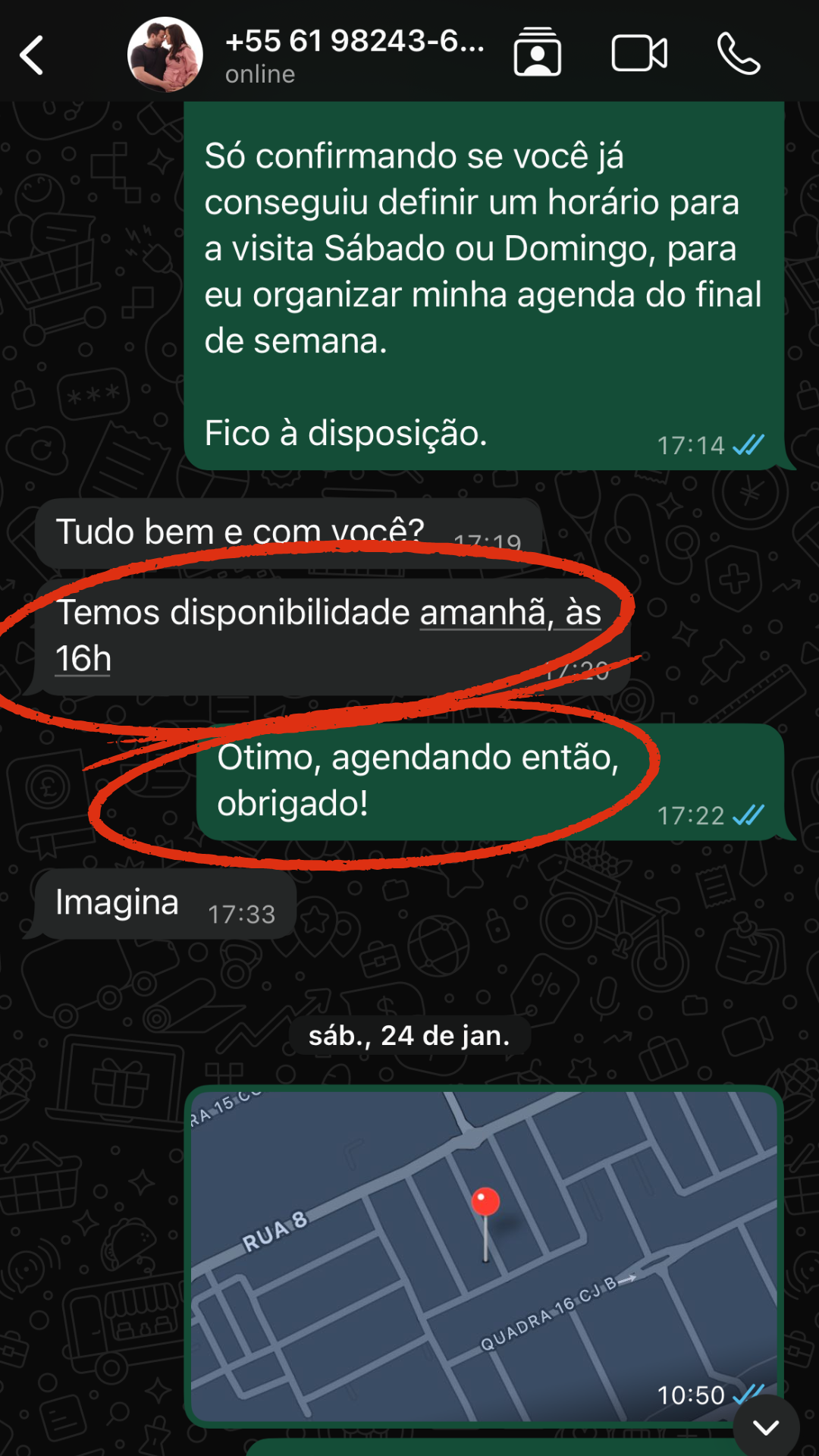 Visita agendada amanhã 16h